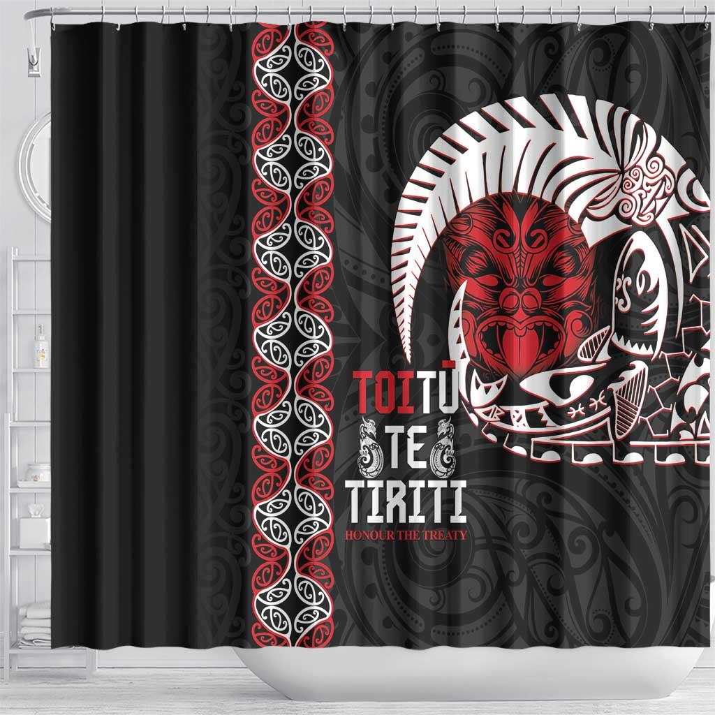 Aotearoa Toitu Te Tiriti Shower Curtain Honour The Treaty Maori Haka LT14 - Polynesian Pride