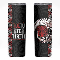 Aotearoa Toitu Te Tiriti Skinny Tumbler Honour The Treaty Maori Haka LT14 Black - Polynesian Pride