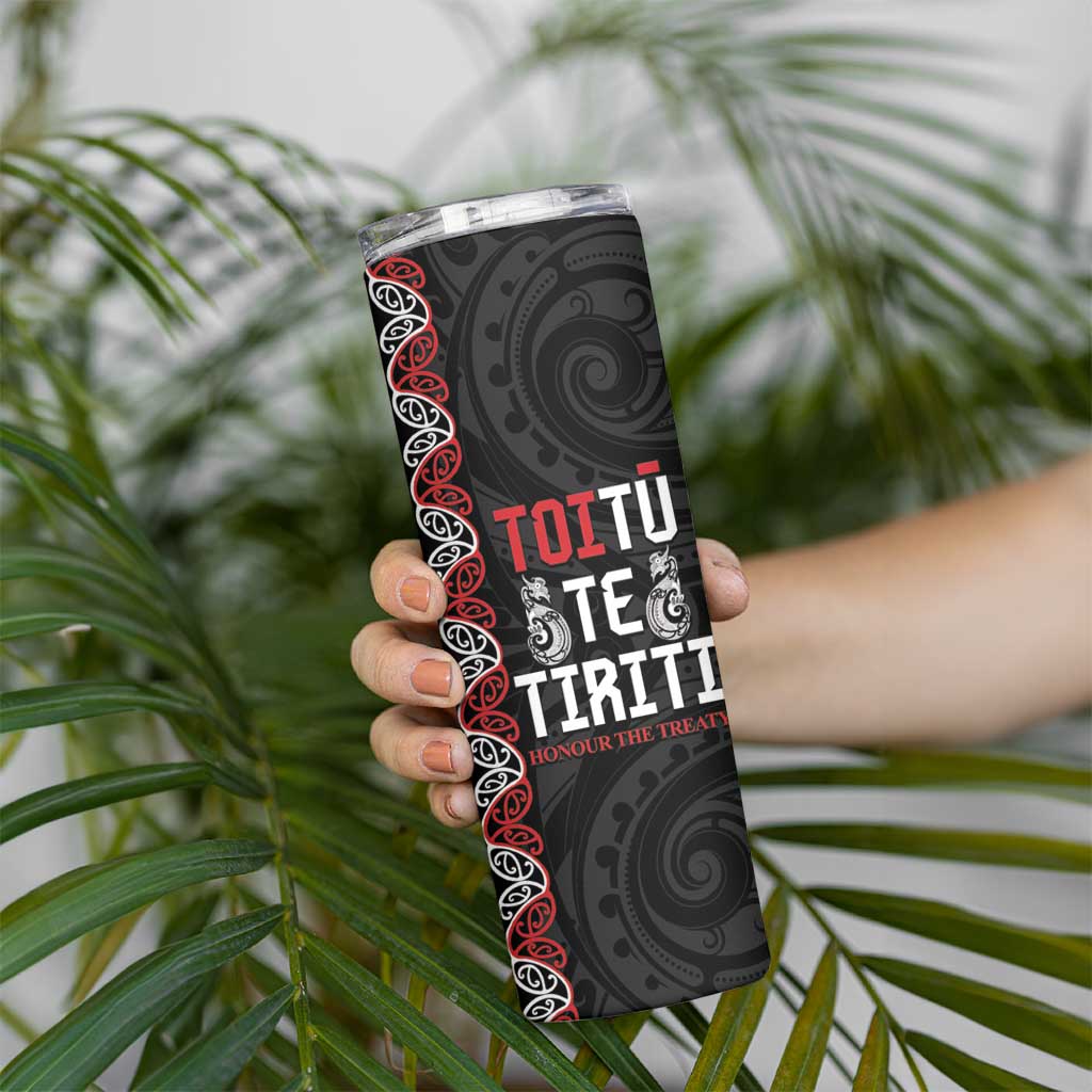 Aotearoa Toitu Te Tiriti Skinny Tumbler Honour The Treaty Maori Haka LT14 - Polynesian Pride