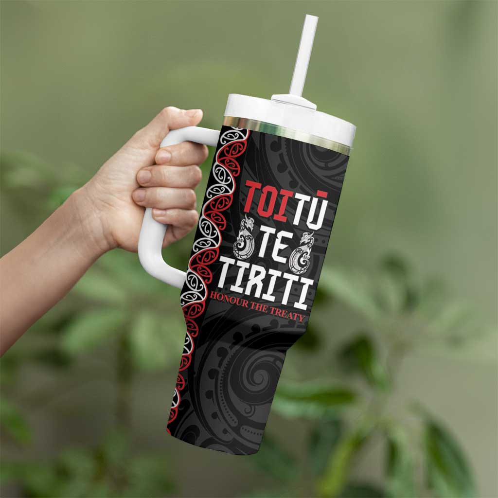 Aotearoa Toitu Te Tiriti Tumbler With Handle Honour The Treaty Maori Haka LT14 - Polynesian Pride