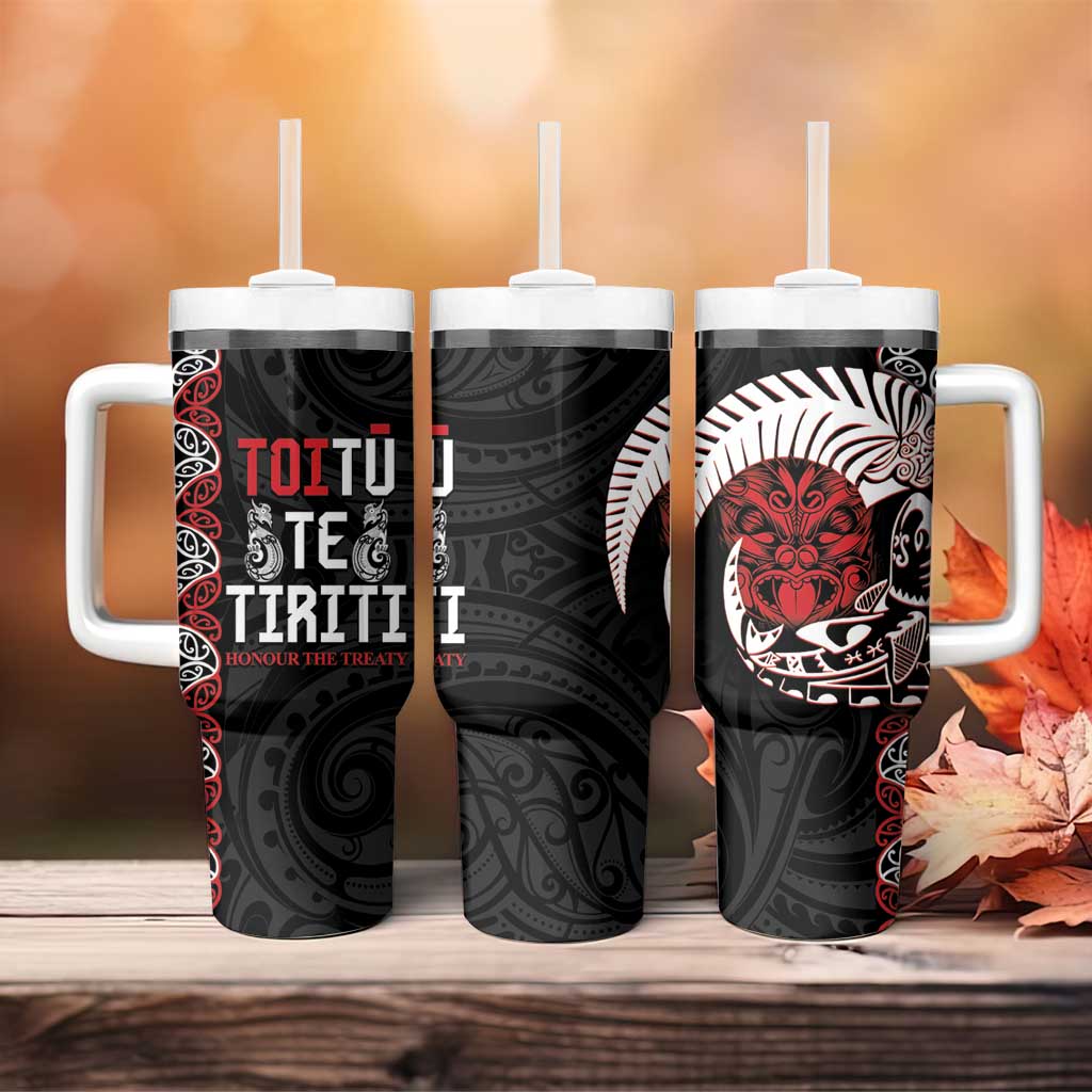 Aotearoa Toitu Te Tiriti Tumbler With Handle Honour The Treaty Maori Haka LT14 - Polynesian Pride
