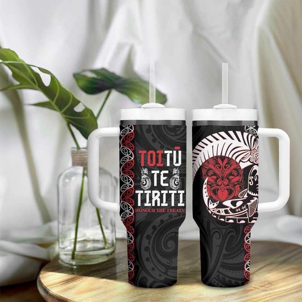 Aotearoa Toitu Te Tiriti Tumbler With Handle Honour The Treaty Maori Haka LT14 - Polynesian Pride