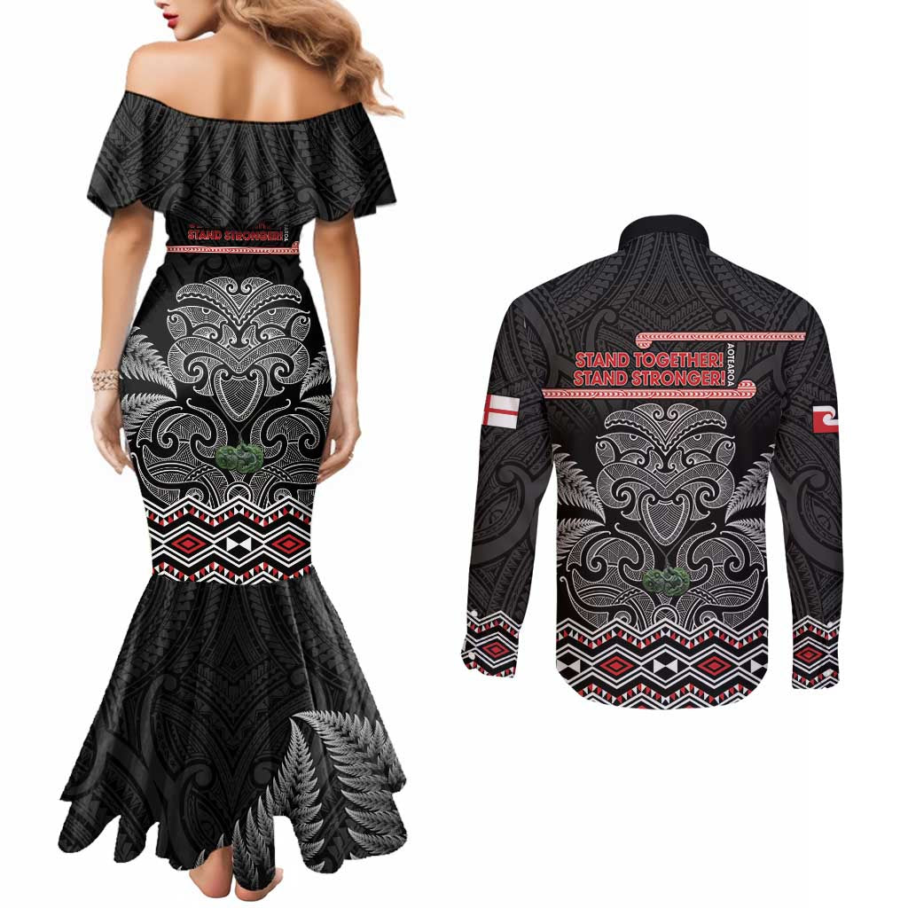 Aotearoa Toitu Te Tiriti Couples Matching Mermaid Dress and Long Sleeve Button Shirt Stand Together! Stand Stronger! - NZ Tiki