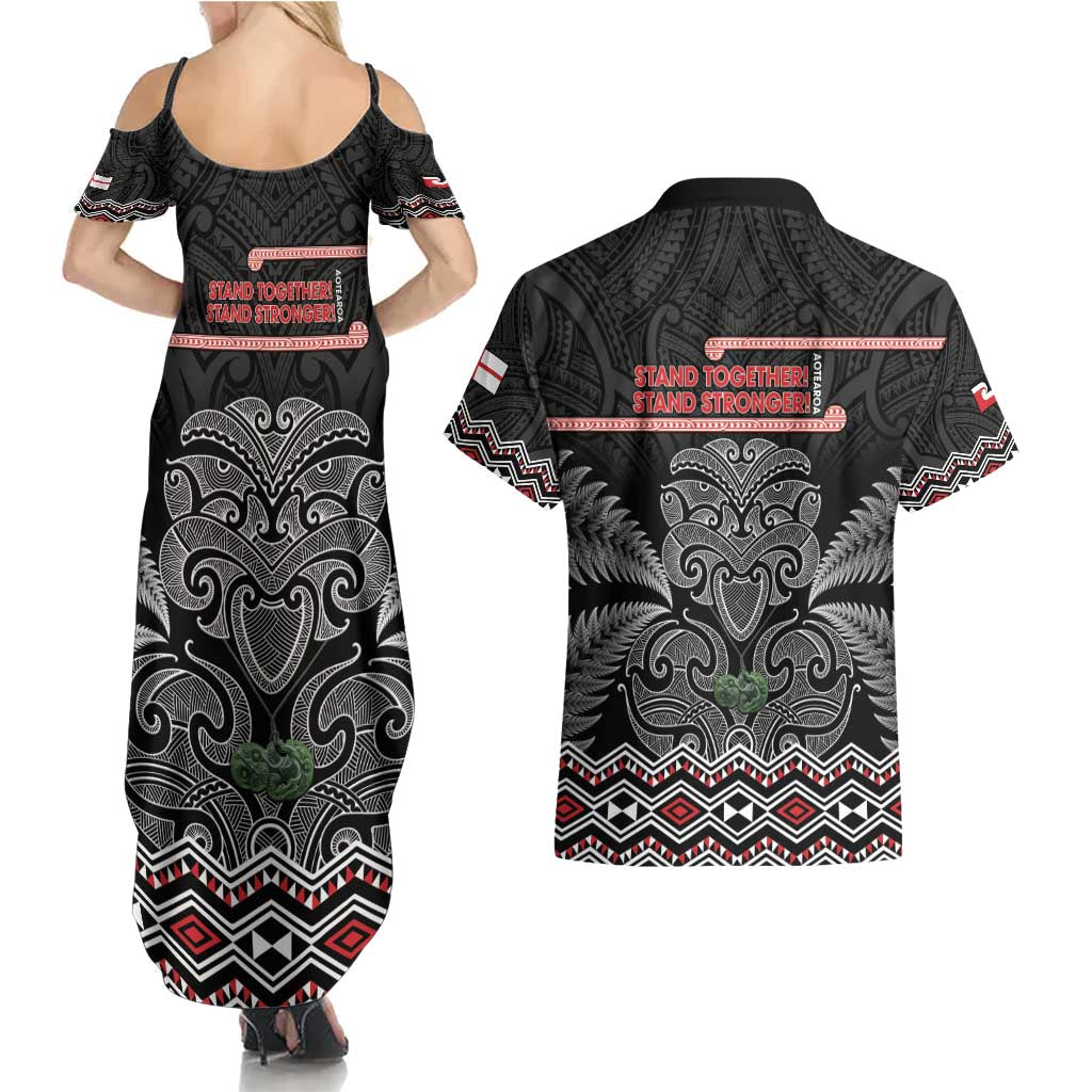 Aotearoa Toitu Te Tiriti Couples Matching Summer Maxi Dress and Hawaiian Shirt Stand Together! Stand Stronger! - NZ Tiki
