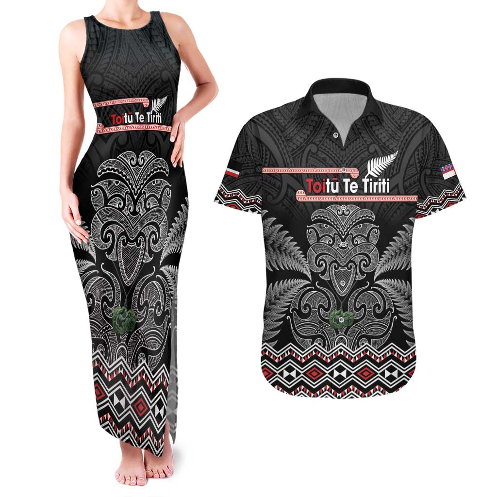 Aotearoa Toitu Te Tiriti Couples Matching Tank Maxi Dress and Hawaiian Shirt Stand Together! Stand Stronger! - NZ Tiki