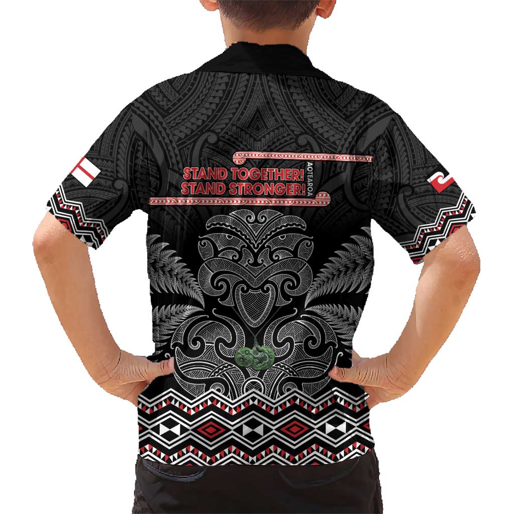 Aotearoa Toitu Te Tiriti Family Matching Short Sleeve Bodycon Dress and Hawaiian Shirt Stand Together! Stand Stronger! - NZ Tiki LT14 - Polynesian Pride