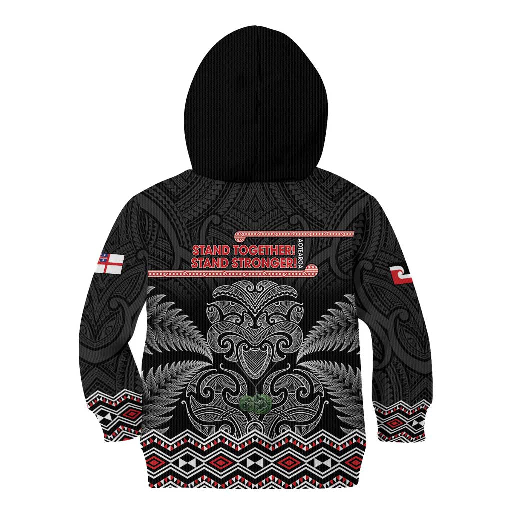 Aotearoa Toitu Te Tiriti Kid Hoodie Stand Together! Stand Stronger! - NZ Tiki