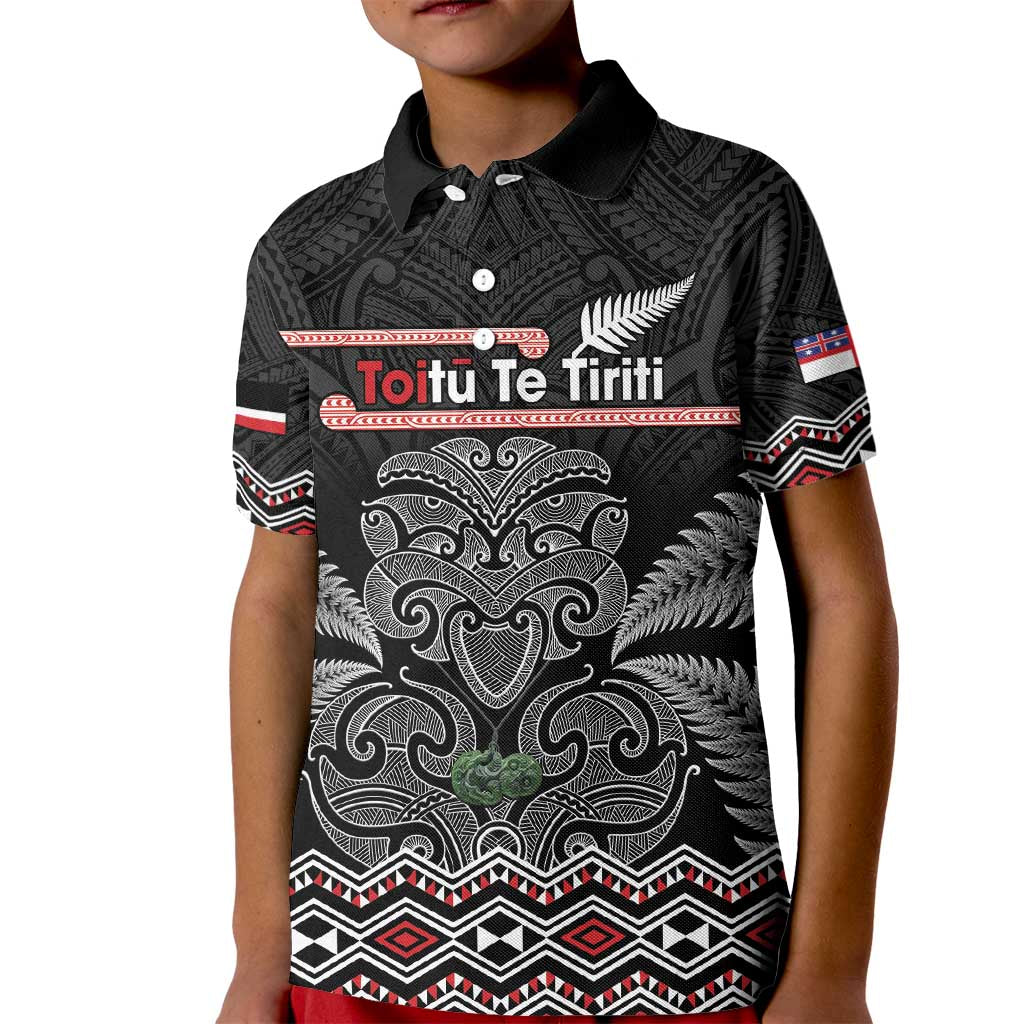 Aotearoa Toitu Te Tiriti Kid Polo Shirt Stand Together! Stand Stronger! - NZ Tiki