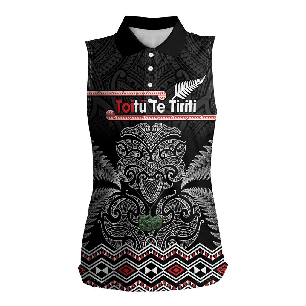 Aotearoa Toitu Te Tiriti Women Sleeveless Polo Shirt Stand Together! Stand Stronger! - NZ Tiki