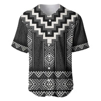 Black Taniko Aotearoa Baseball Jersey Niho Taniwha Mix Poutama LT14 Black - Polynesian Pride