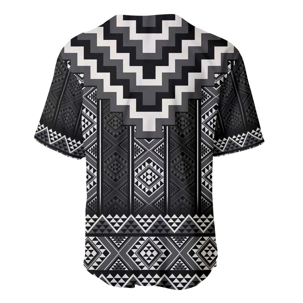 Black Taniko Aotearoa Baseball Jersey Niho Taniwha Mix Poutama LT14 - Polynesian Pride