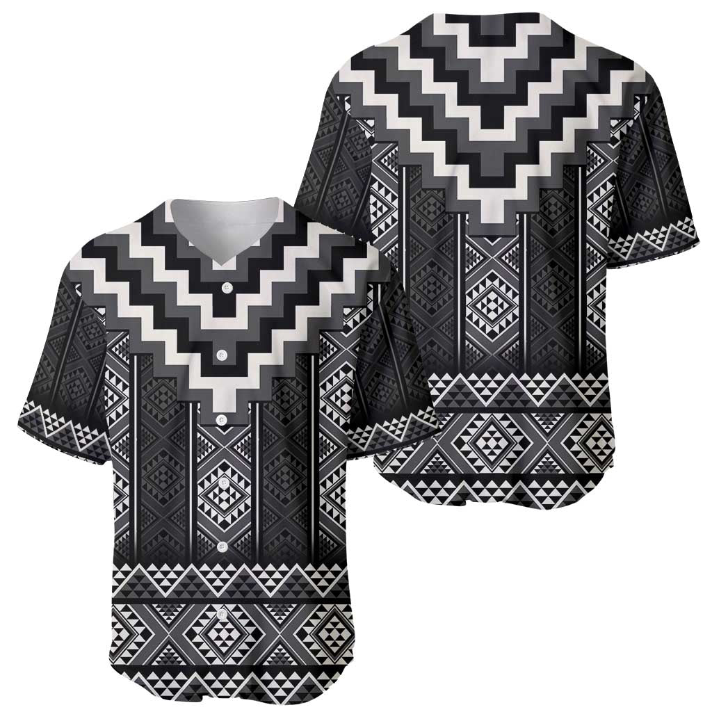 Black Taniko Aotearoa Baseball Jersey Niho Taniwha Mix Poutama LT14 - Polynesian Pride