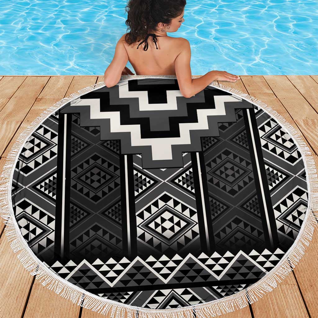 Black Taniko Aotearoa Beach Blanket Niho Taniwha Mix Poutama LT14