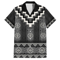 Black Taniko Aotearoa Family Matching Short Sleeve Bodycon Dress and Hawaiian Shirt Niho Taniwha Mix Poutama LT14