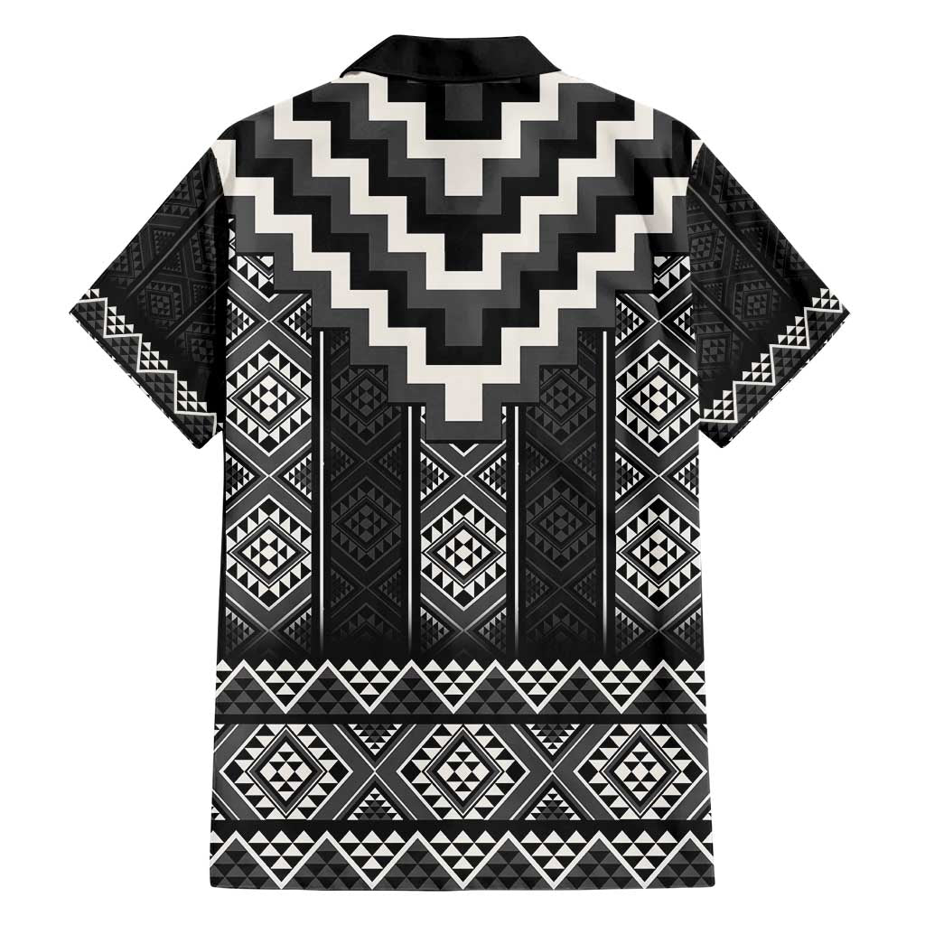 Black Taniko Aotearoa Hawaiian Shirt Niho Taniwha Mix Poutama LT14