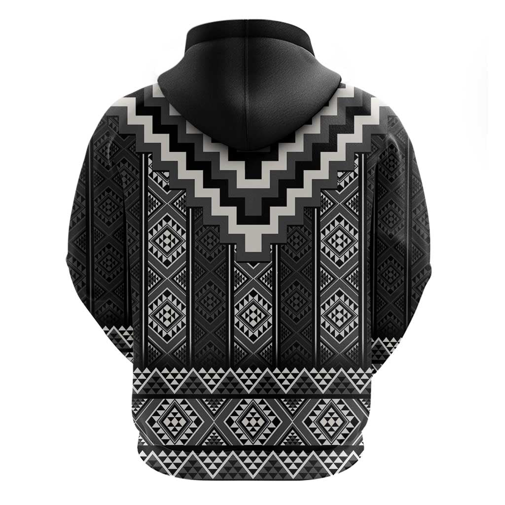 Black Taniko Aotearoa Hoodie Niho Taniwha Mix Poutama LT14