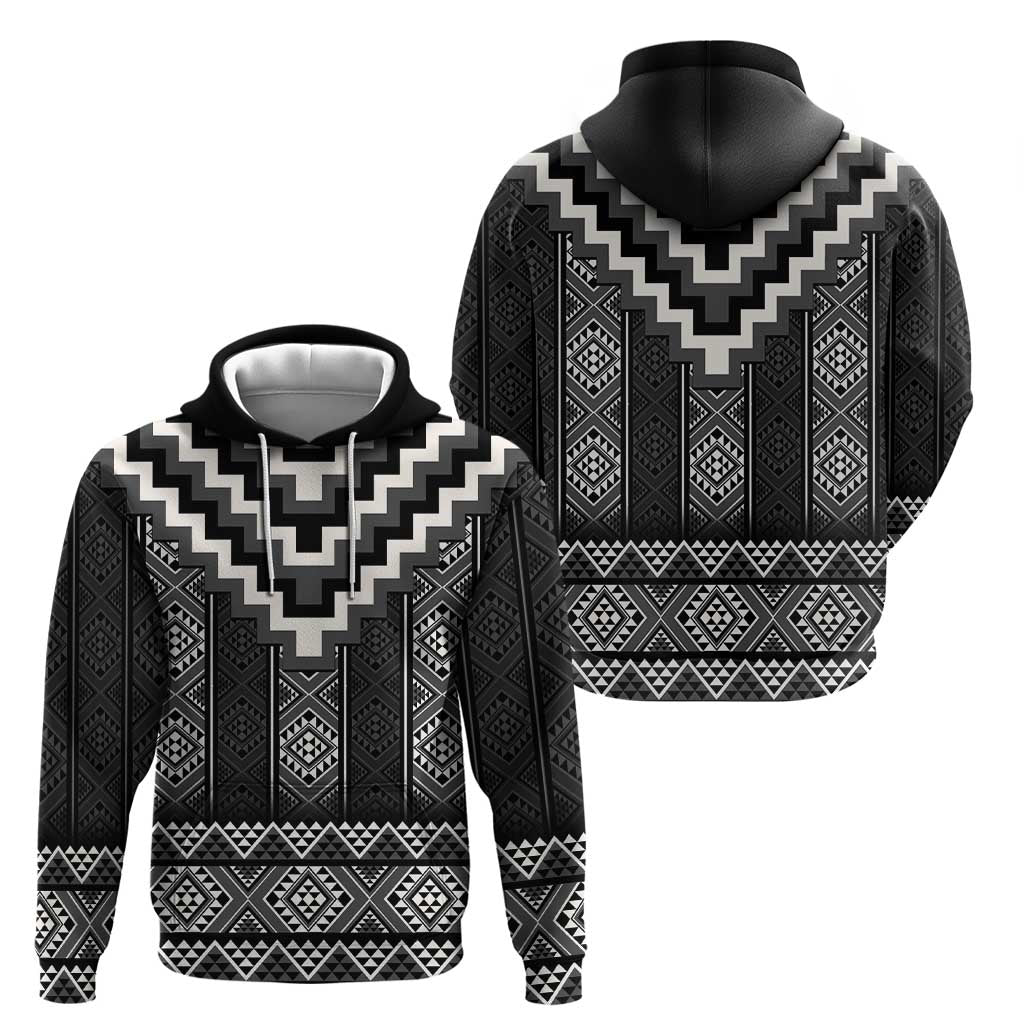 Black Taniko Aotearoa Hoodie Niho Taniwha Mix Poutama LT14