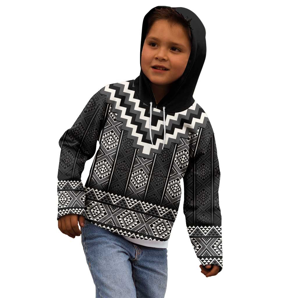 Black Taniko Aotearoa Kid Hoodie Niho Taniwha Mix Poutama LT14
