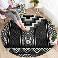 Black Taniko Aotearoa Round Carpet Niho Taniwha Mix Poutama LT14