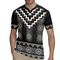 Black Taniko Aotearoa Rugby Jersey Niho Taniwha Mix Poutama LT14