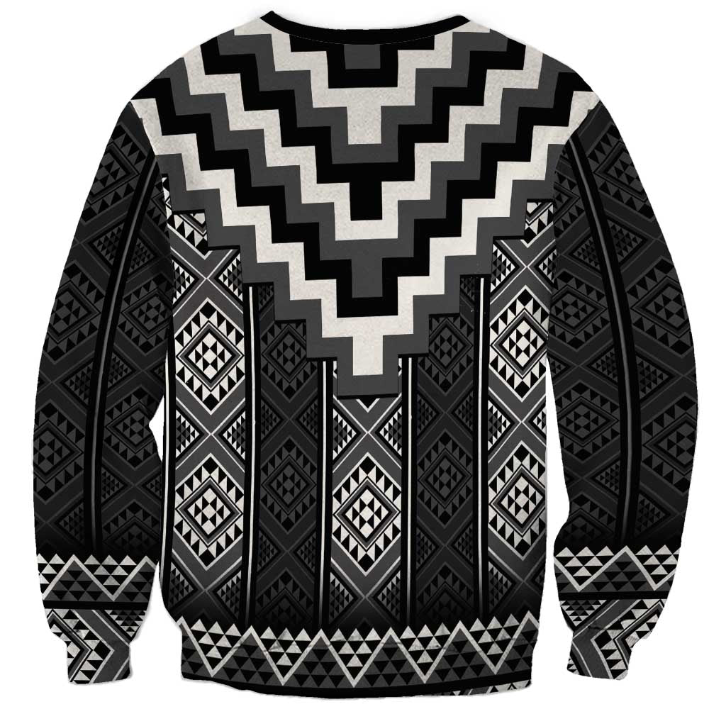 Black Taniko Aotearoa Sweatshirt Niho Taniwha Mix Poutama LT14 - Polynesian Pride