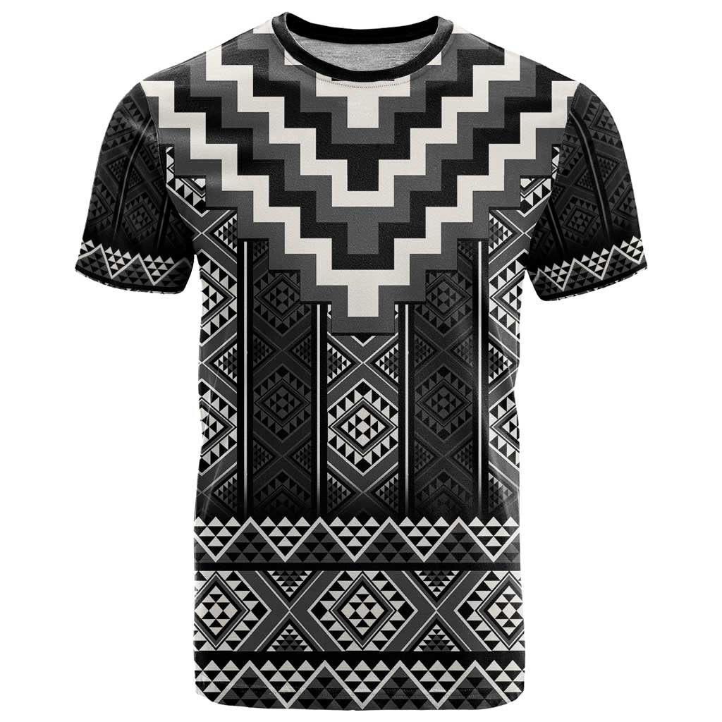 Black Taniko Aotearoa T Shirt Niho Taniwha Mix Poutama LT14 Black - Polynesian Pride