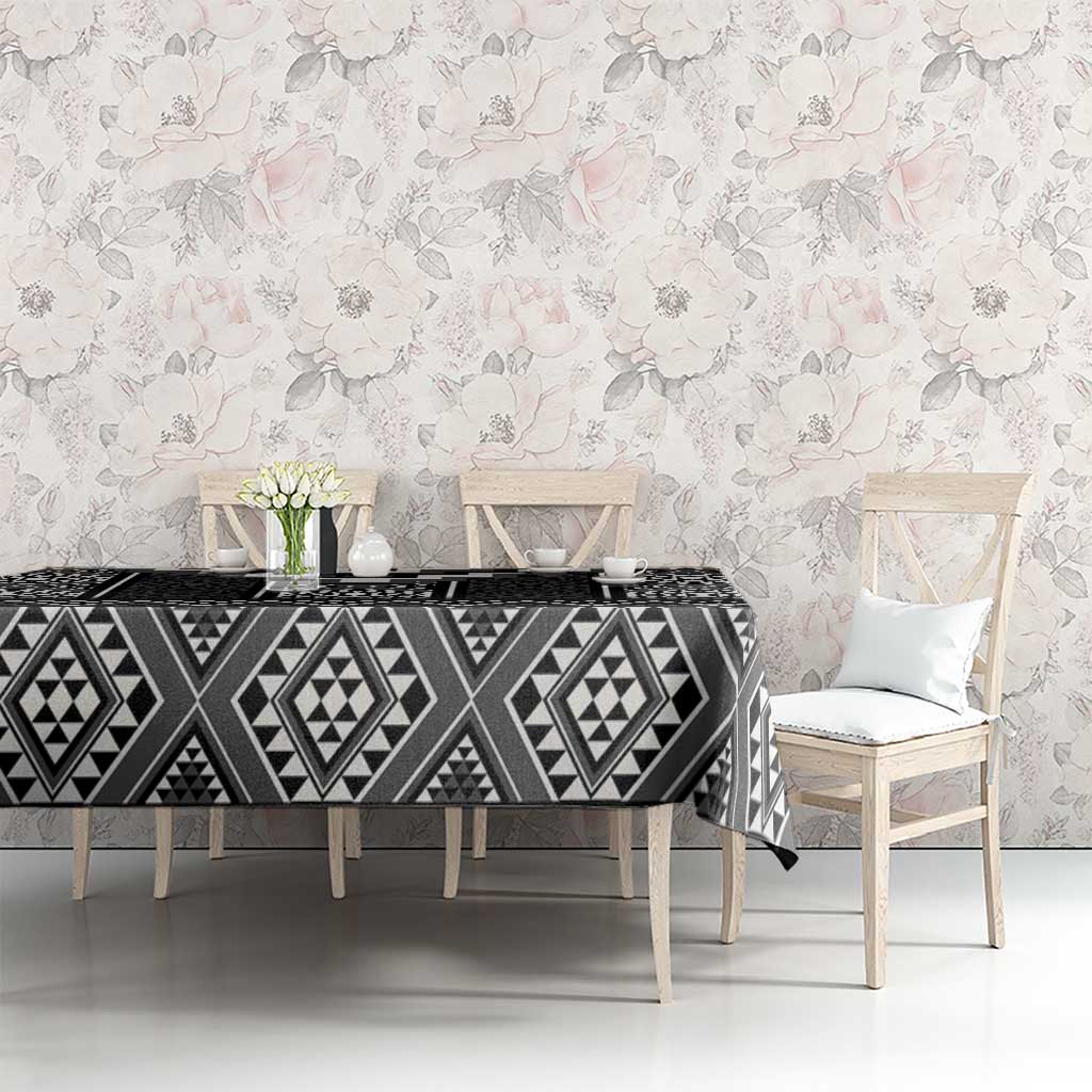 Black Taniko Aotearoa Tablecloth Niho Taniwha Mix Poutama LT14 - Polynesian Pride