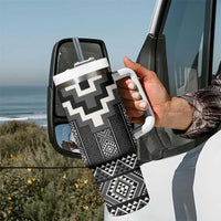 Black Taniko Aotearoa Tumbler With Handle Niho Taniwha Mix Poutama LT14 - Polynesian Pride