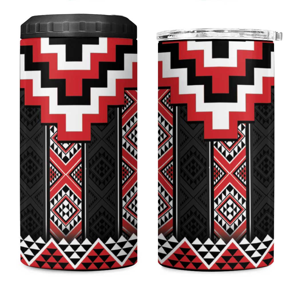 Red Taniko Aotearoa 4 in 1 Can Cooler Tumbler Niho Taniwha Mix Poutama LT14