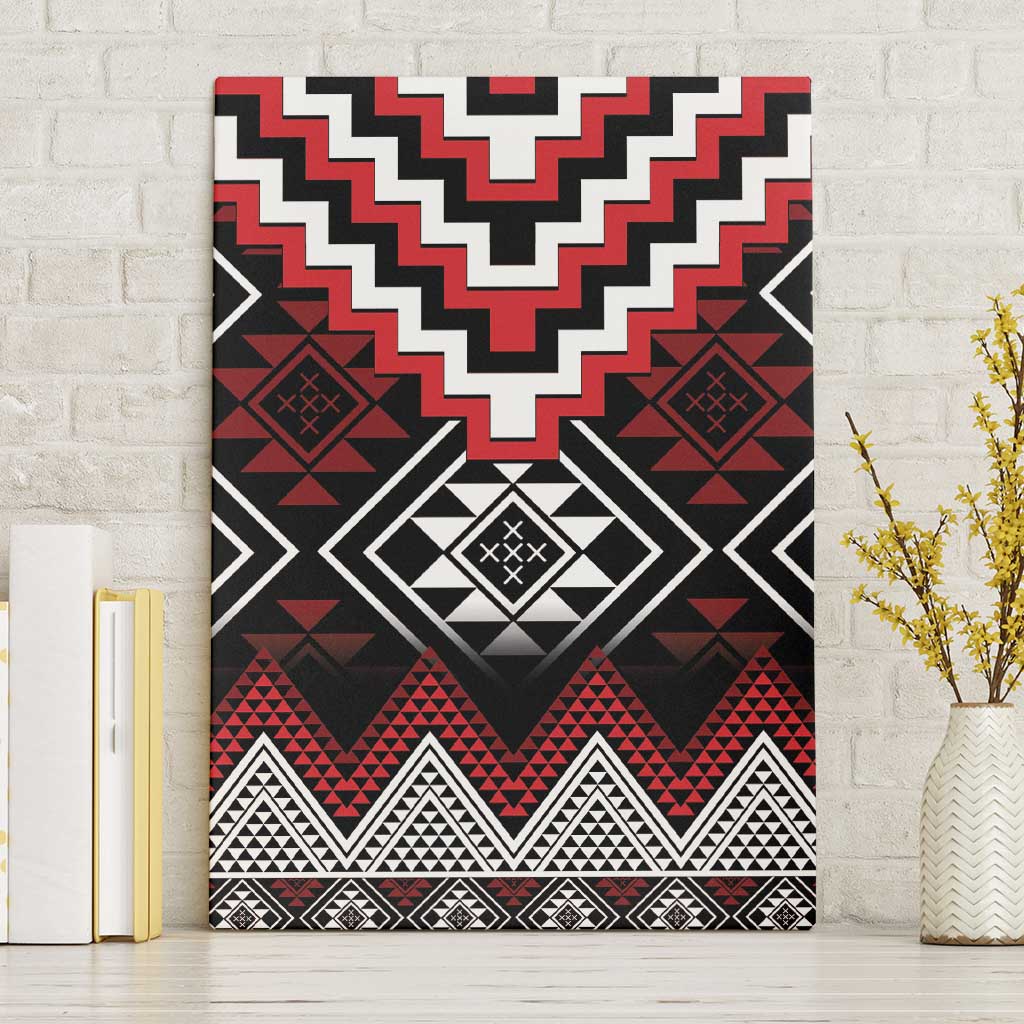 Red Taniko Aotearoa Canvas Wall Art Niho Taniwha Mix Poutama