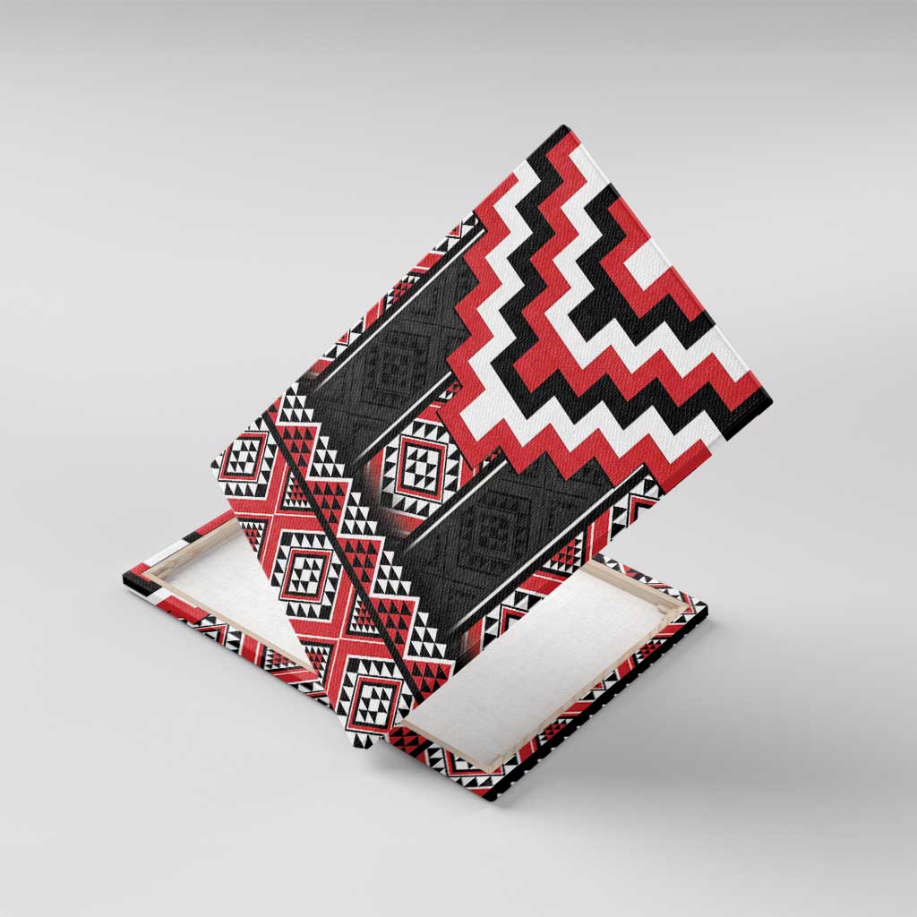 Red Taniko Aotearoa Canvas Wall Art Niho Taniwha Mix Poutama LT14