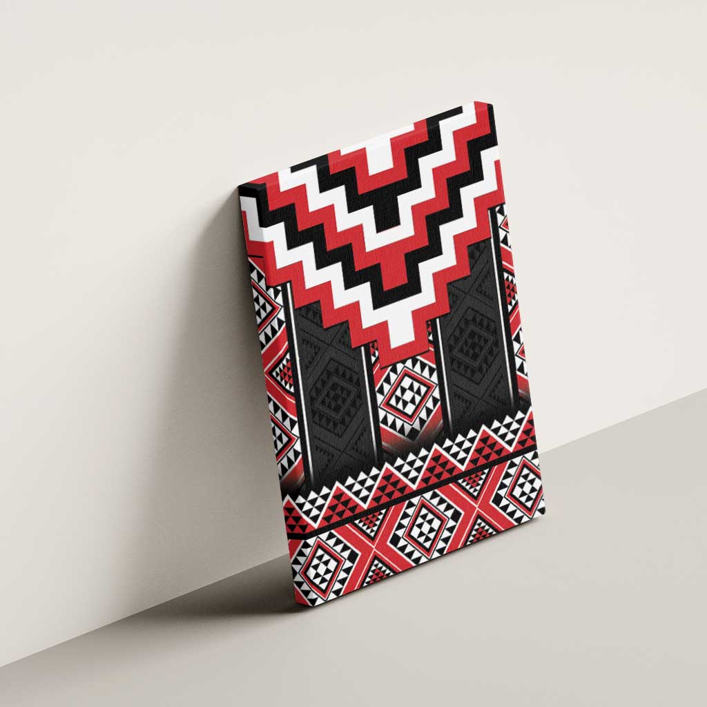 Red Taniko Aotearoa Canvas Wall Art Niho Taniwha Mix Poutama LT14