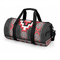 Red Taniko Motifs Aotearoa Duffle Bag Niho Taniwha Mix Poutama LT14 - Polynesian Pride