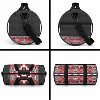 Red Taniko Motifs Aotearoa Duffle Bag Niho Taniwha Mix Poutama LT14 - Polynesian Pride