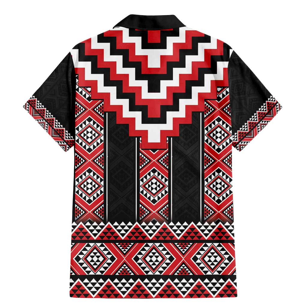 Red Taniko Aotearoa Family Matching Mermaid Dress and Hawaiian Shirt Niho Taniwha Mix Poutama LT14