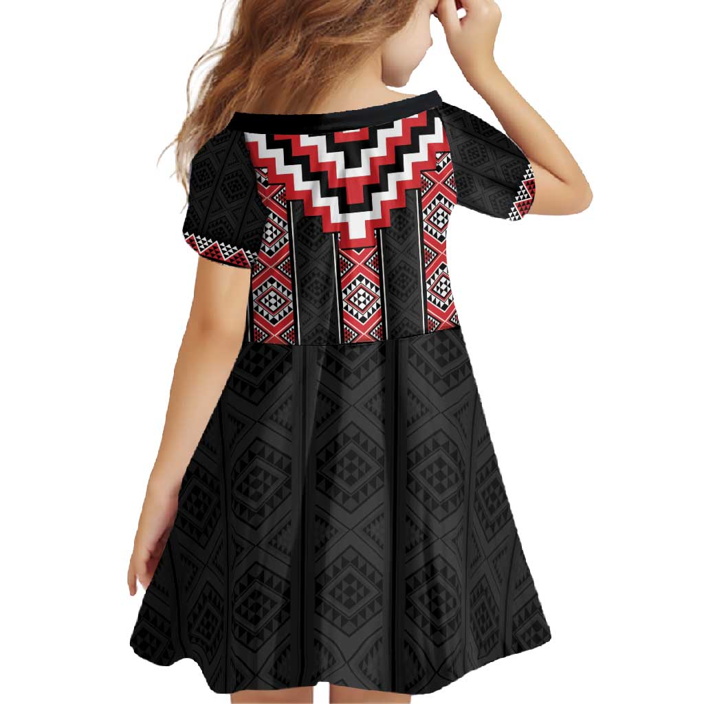 Red Taniko Aotearoa Family Matching Off Shoulder Maxi Dress and Hawaiian Shirt Niho Taniwha Mix Poutama LT14 - Polynesian Pride