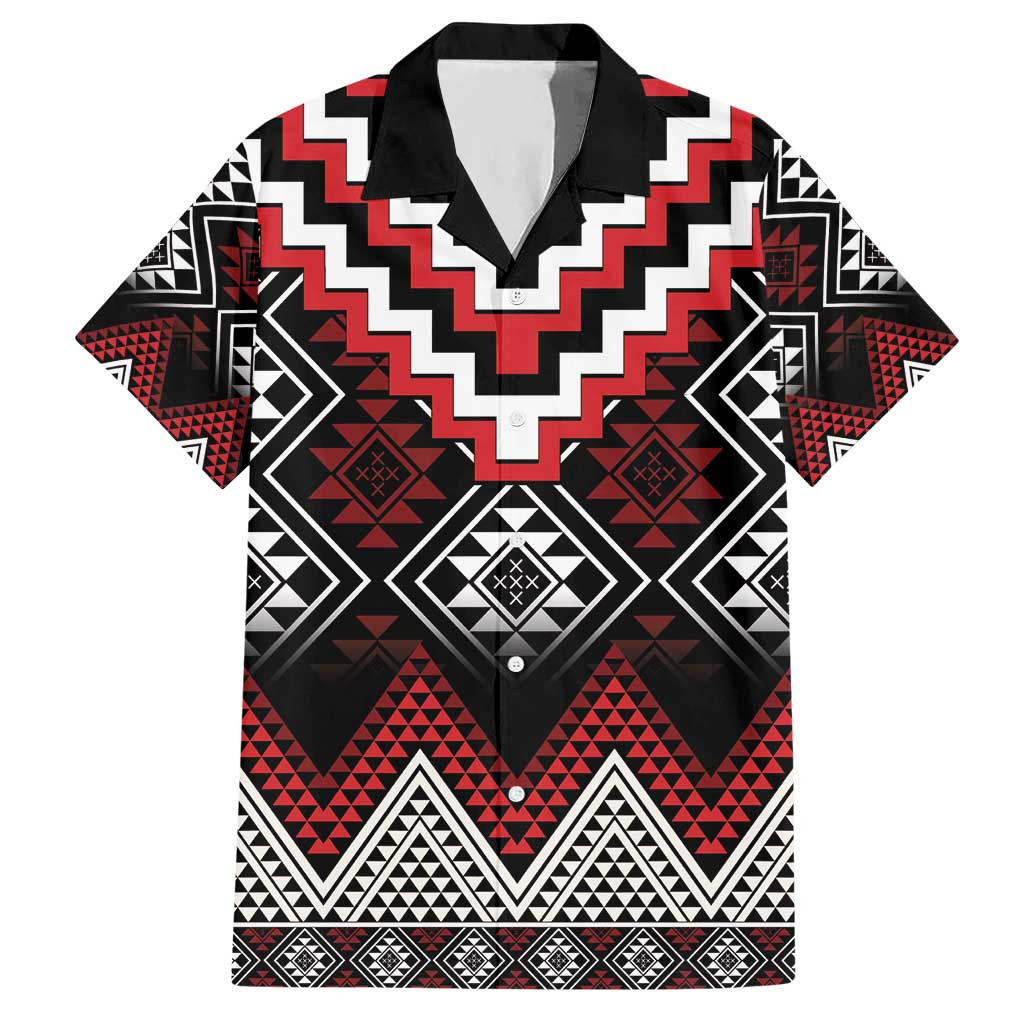 Red Taniko Aotearoa Hawaiian Shirt Niho Taniwha Mix Poutama