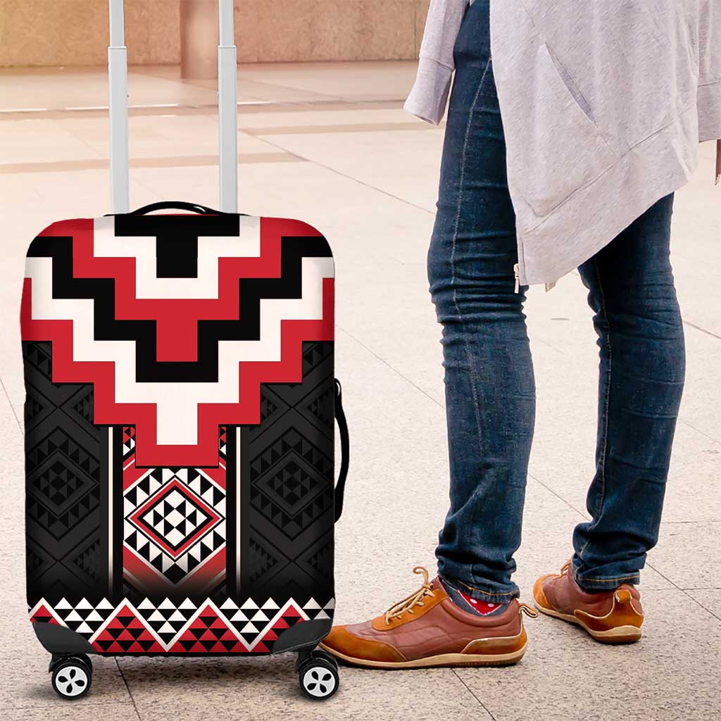 Red Taniko Aotearoa Luggage Cover Niho Taniwha Mix Poutama LT14