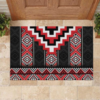 Red Taniko Aotearoa Rubber Doormat Niho Taniwha Mix Poutama LT14