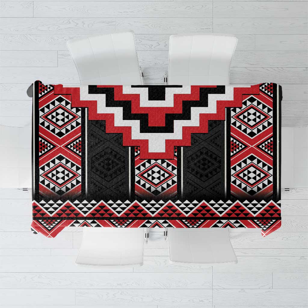 Red Taniko Aotearoa Tablecloth Niho Taniwha Mix Poutama LT14 Red - Polynesian Pride