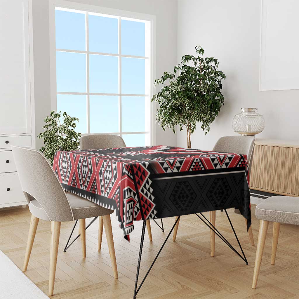 Red Taniko Aotearoa Tablecloth Niho Taniwha Mix Poutama LT14 - Polynesian Pride