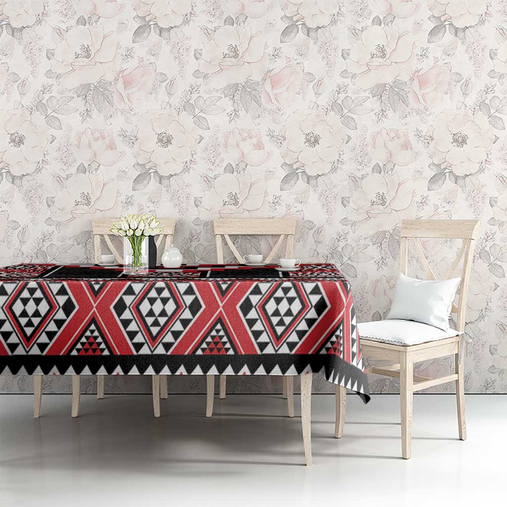 Red Taniko Aotearoa Tablecloth Niho Taniwha Mix Poutama LT14 - Polynesian Pride
