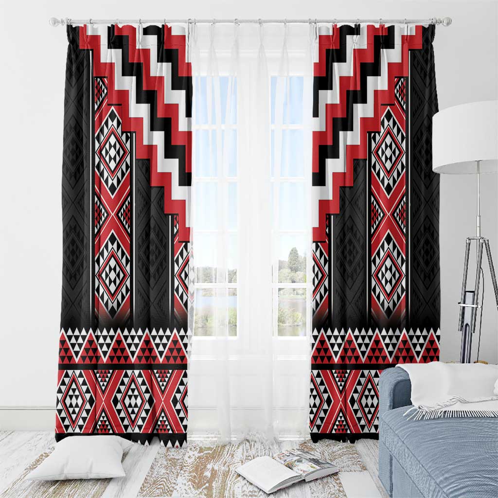 Red Taniko Aotearoa Window Curtain Niho Taniwha Mix Poutama LT14