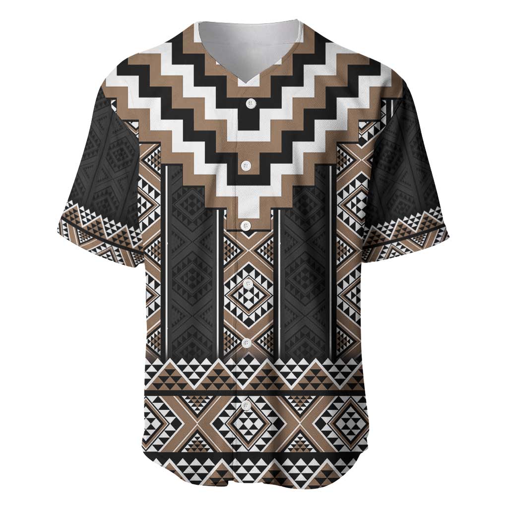 Brown Taniko Aotearoa Baseball Jersey Niho Taniwha Mix Poutama LT14 Brown - Polynesian Pride