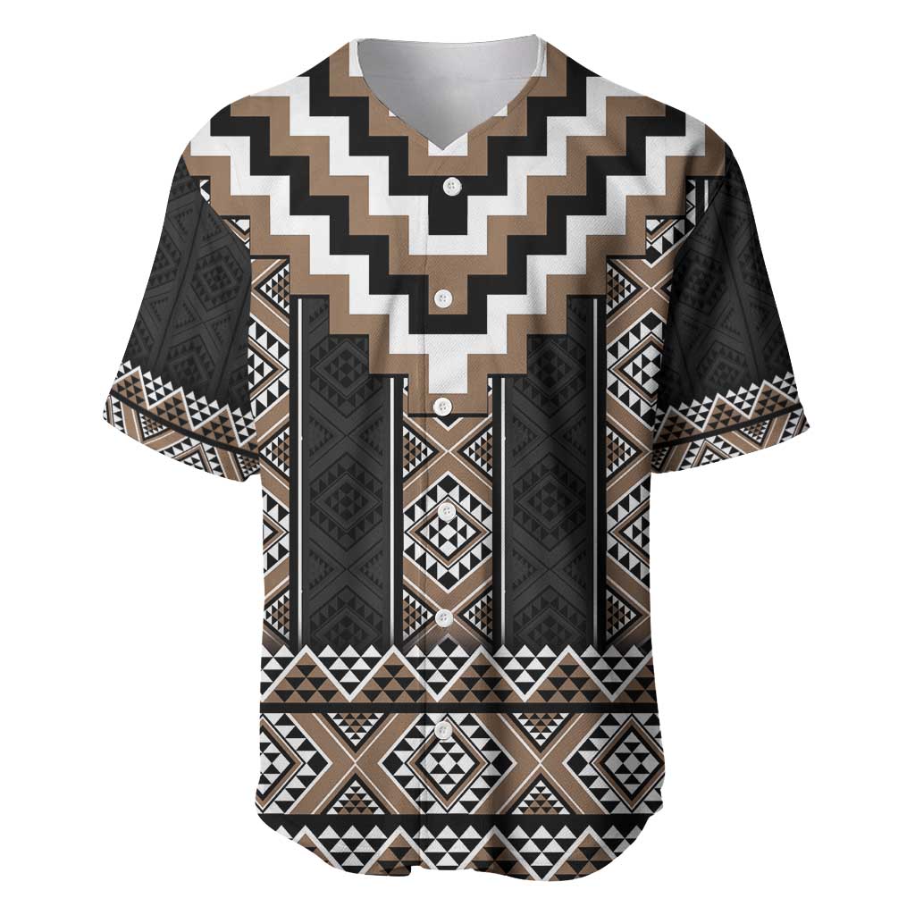 Brown Taniko Aotearoa Baseball Jersey Niho Taniwha Mix Poutama