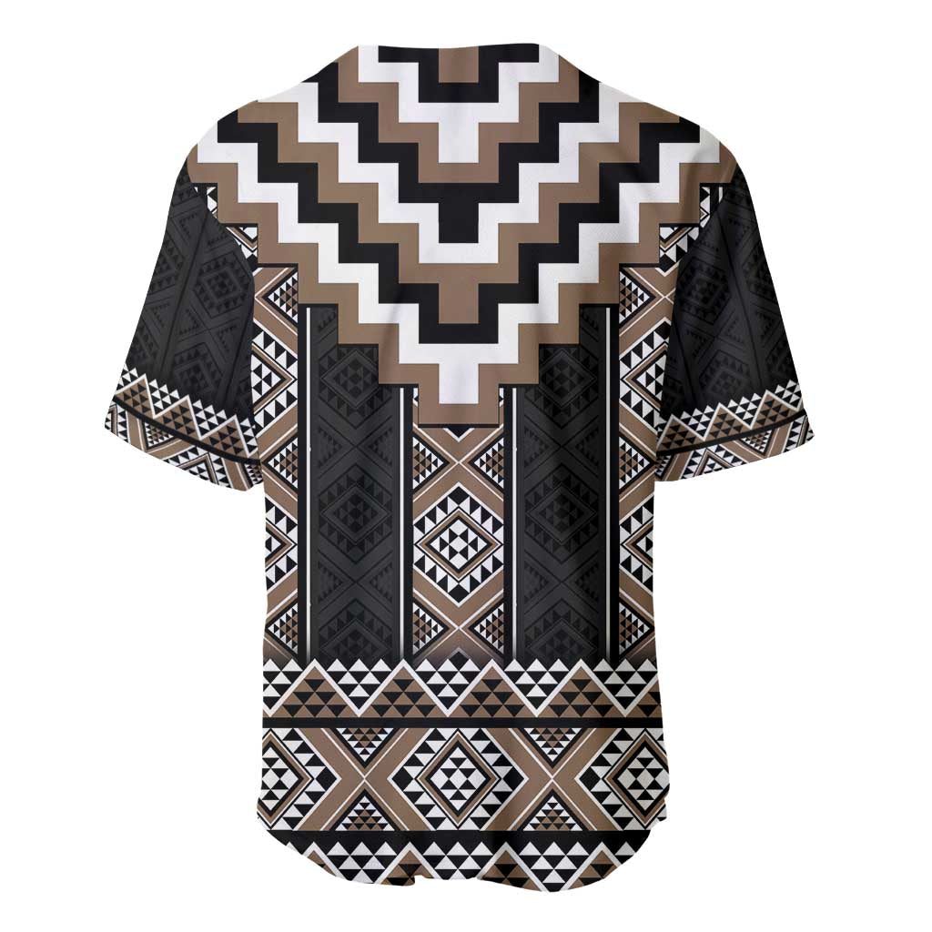 Brown Taniko Aotearoa Baseball Jersey Niho Taniwha Mix Poutama LT14 - Polynesian Pride