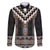 Brown Taniko Aotearoa Family Matching Off The Shoulder Long Sleeve Dress and Hawaiian Shirt Niho Taniwha Mix Poutama LT14