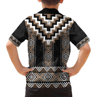 Brown Taniko Aotearoa Family Matching Puletasi and Hawaiian Shirt Niho Taniwha Mix Poutama LT14 - Polynesian Pride