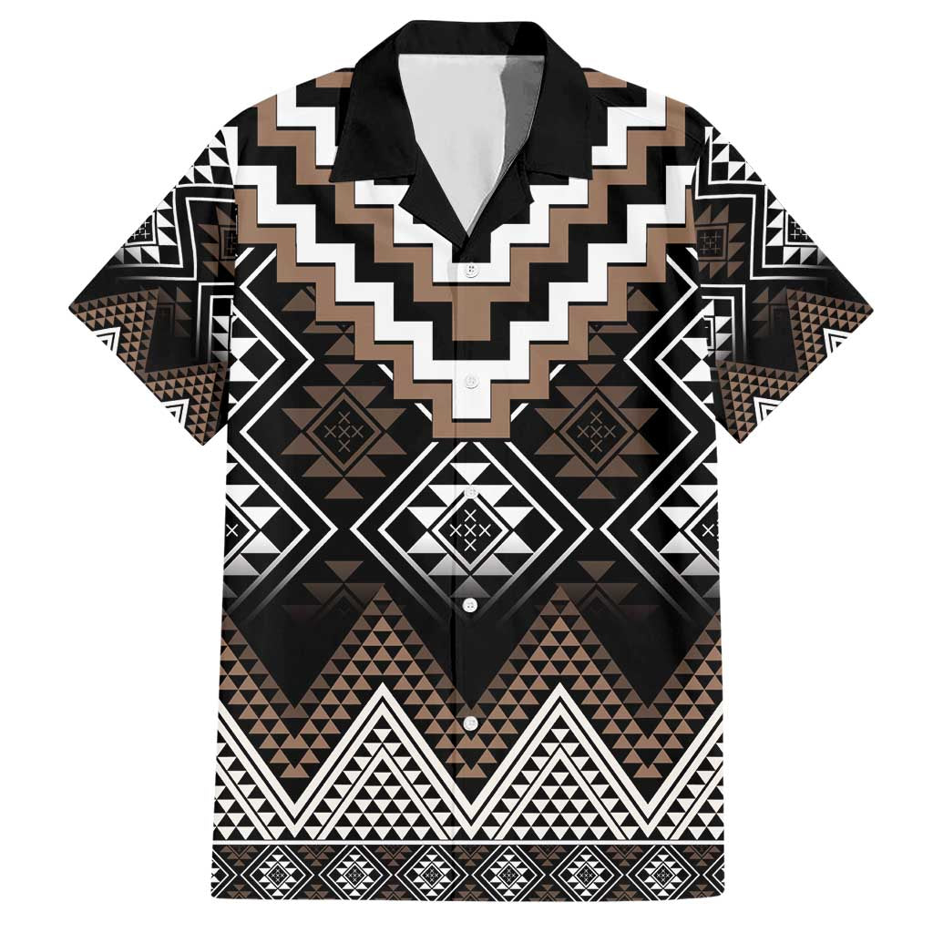 Brown Taniko Aotearoa Hawaiian Shirt Niho Taniwha Mix Poutama