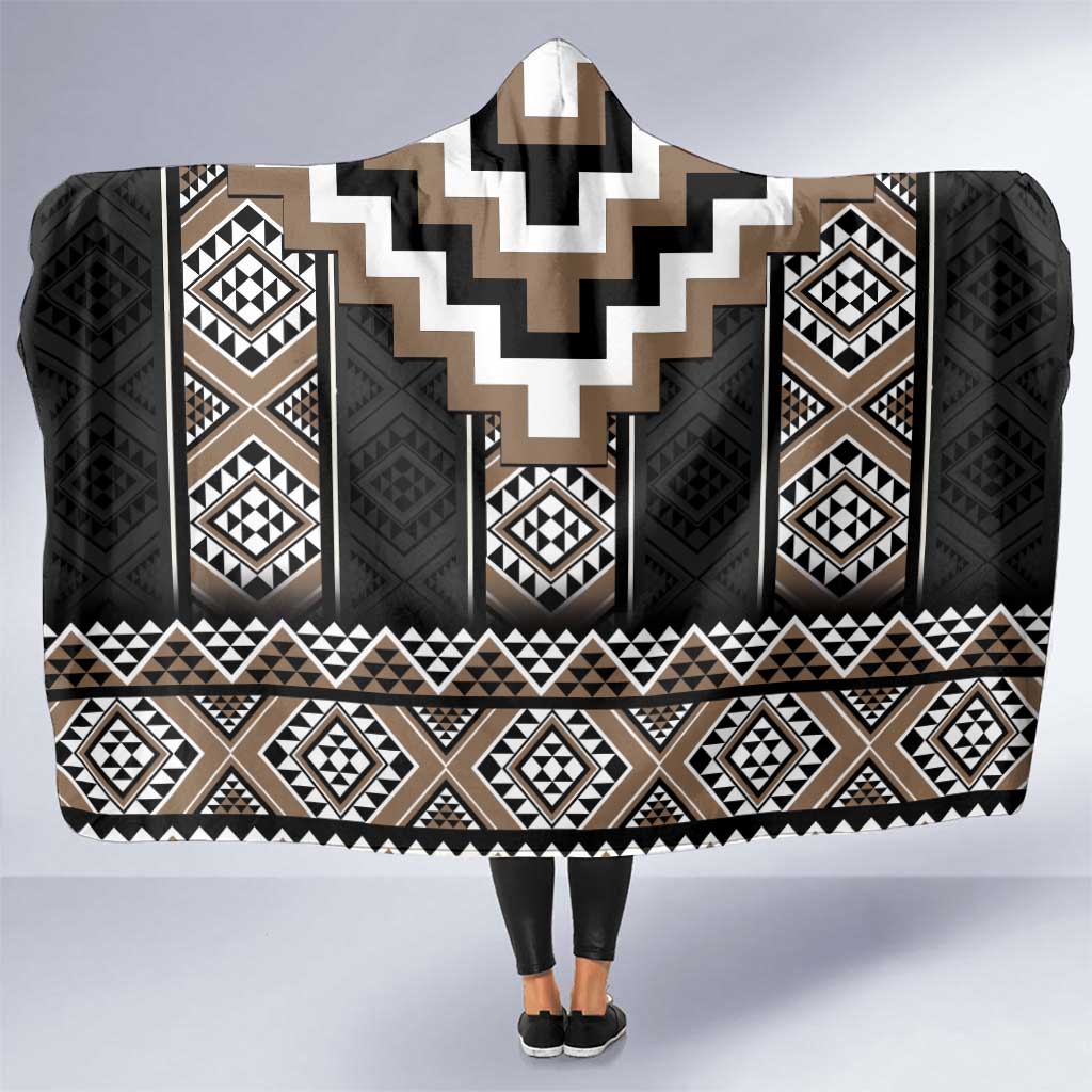 Brown Taniko Aotearoa Hooded Blanket Niho Taniwha Mix Poutama LT14